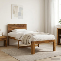 Double Bed Frame with Headboard ROSTOCK Length 190 cm Natural 75 cm