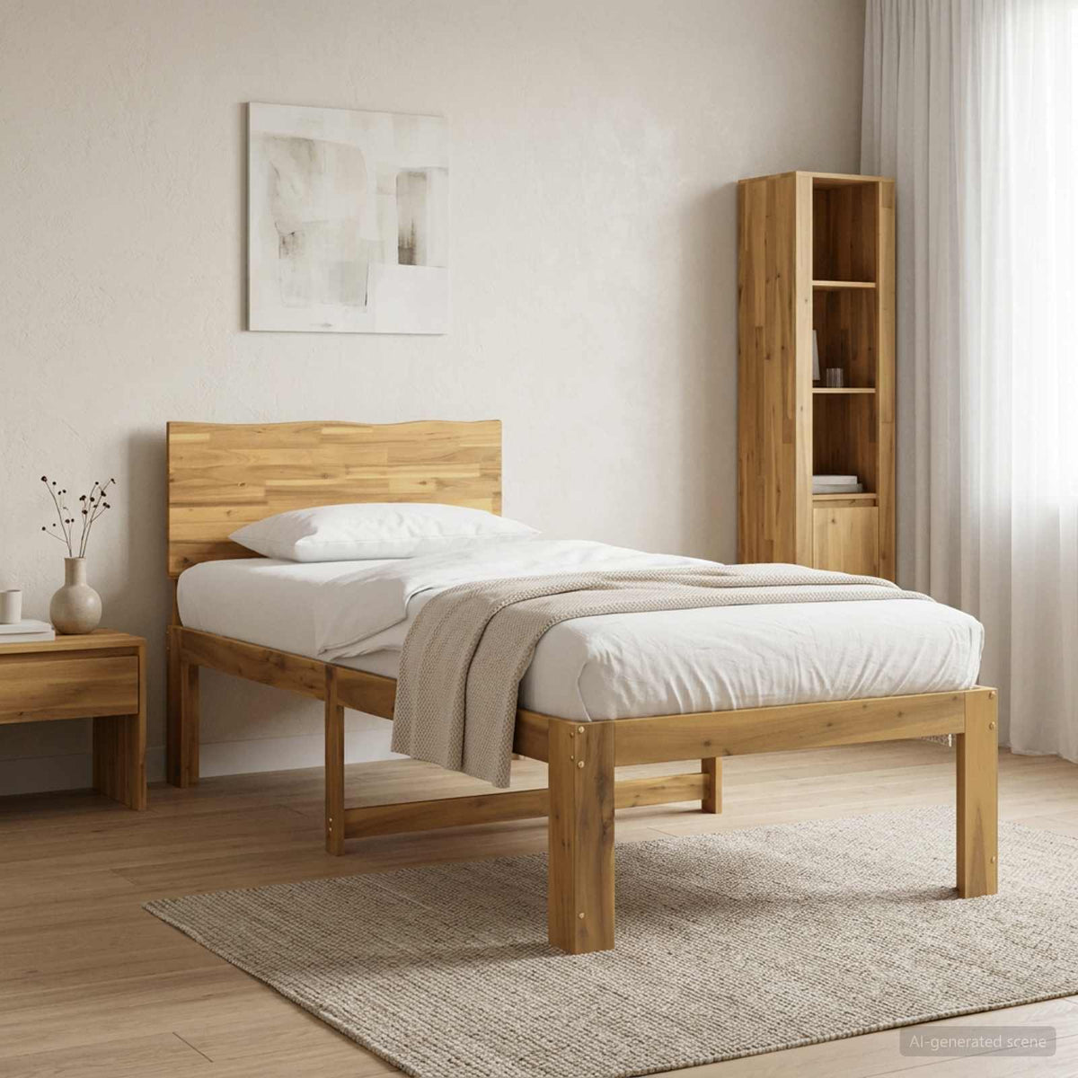 Double Bed Frame with Headboard ROSTOCK Length 190 cm Whitewash 75 cm