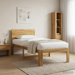 Double Bed Frame with Headboard ROSTOCK Length 190 cm Whitewash 75 cm