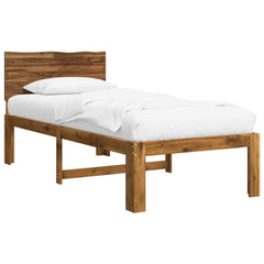 Double Bed Frame with Headboard ROSTOCK Length 190 cm Natural 90 cm