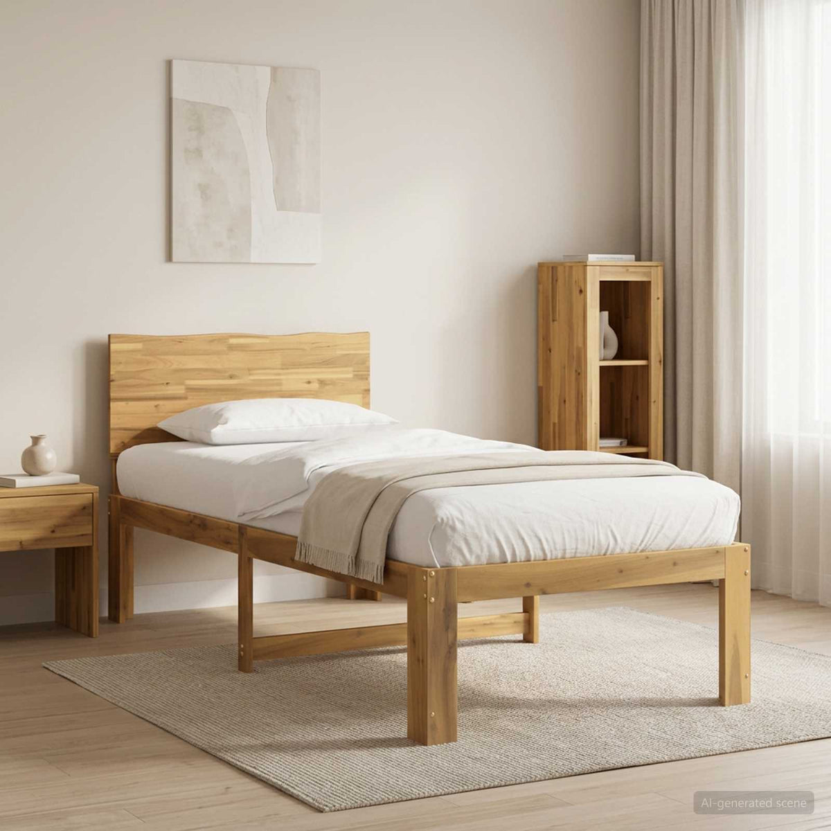 Double Bed Frame with Headboard ROSTOCK Length 190 cm Whitewash 90 cm