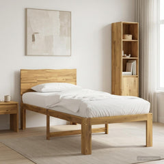 Single Bed Frame with Headboard ROSTOCK Length 200 cm Whitewash 80 cm