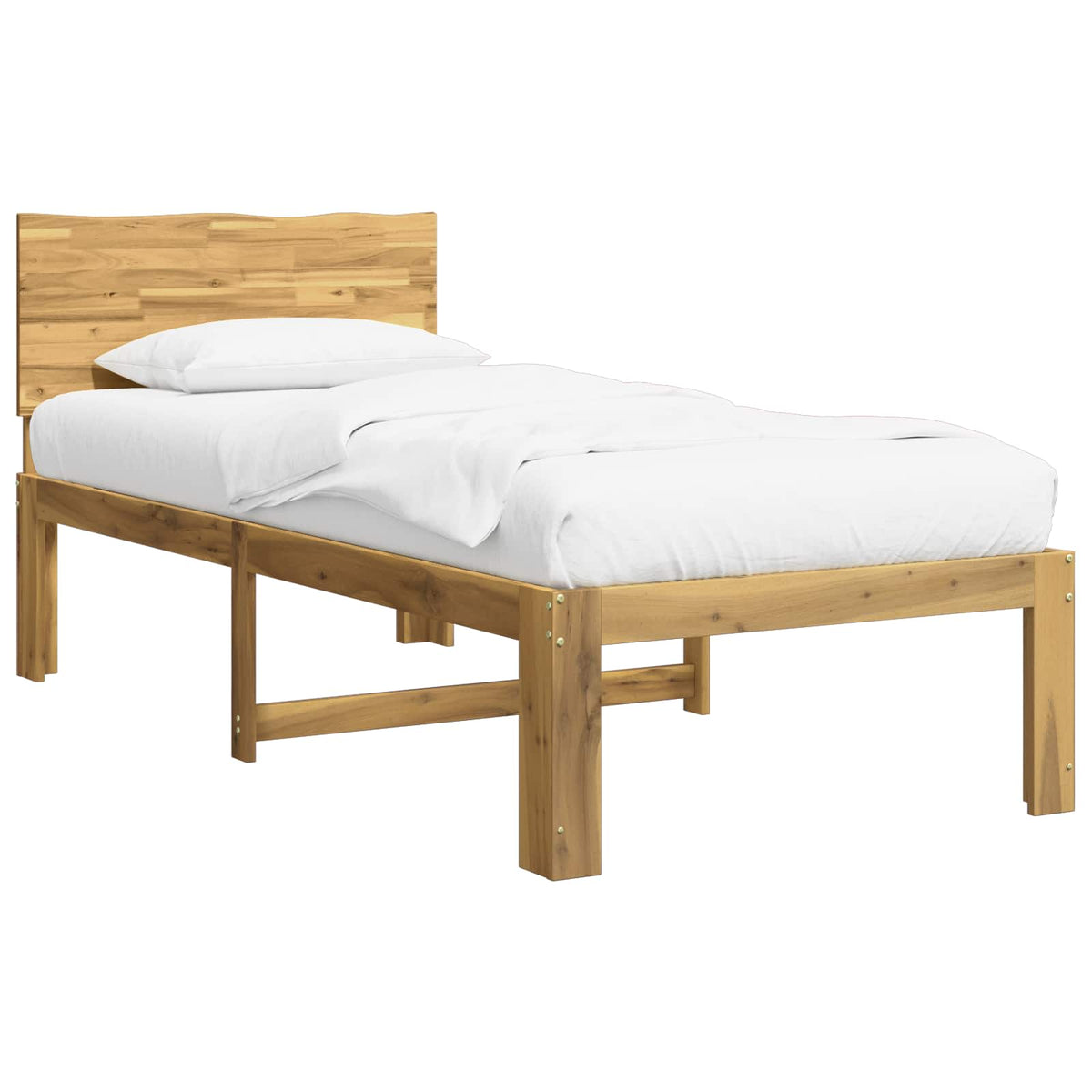 Single Bed Frame with Headboard ROSTOCK Length 200 cm Whitewash 90 cm