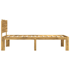 Single Bed Frame with Headboard ROSTOCK Length 200 cm Whitewash 90 cm