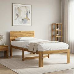 Double Bed Frame with Headboard ROSTOCK Length 190 cm Whitewash 75 cm