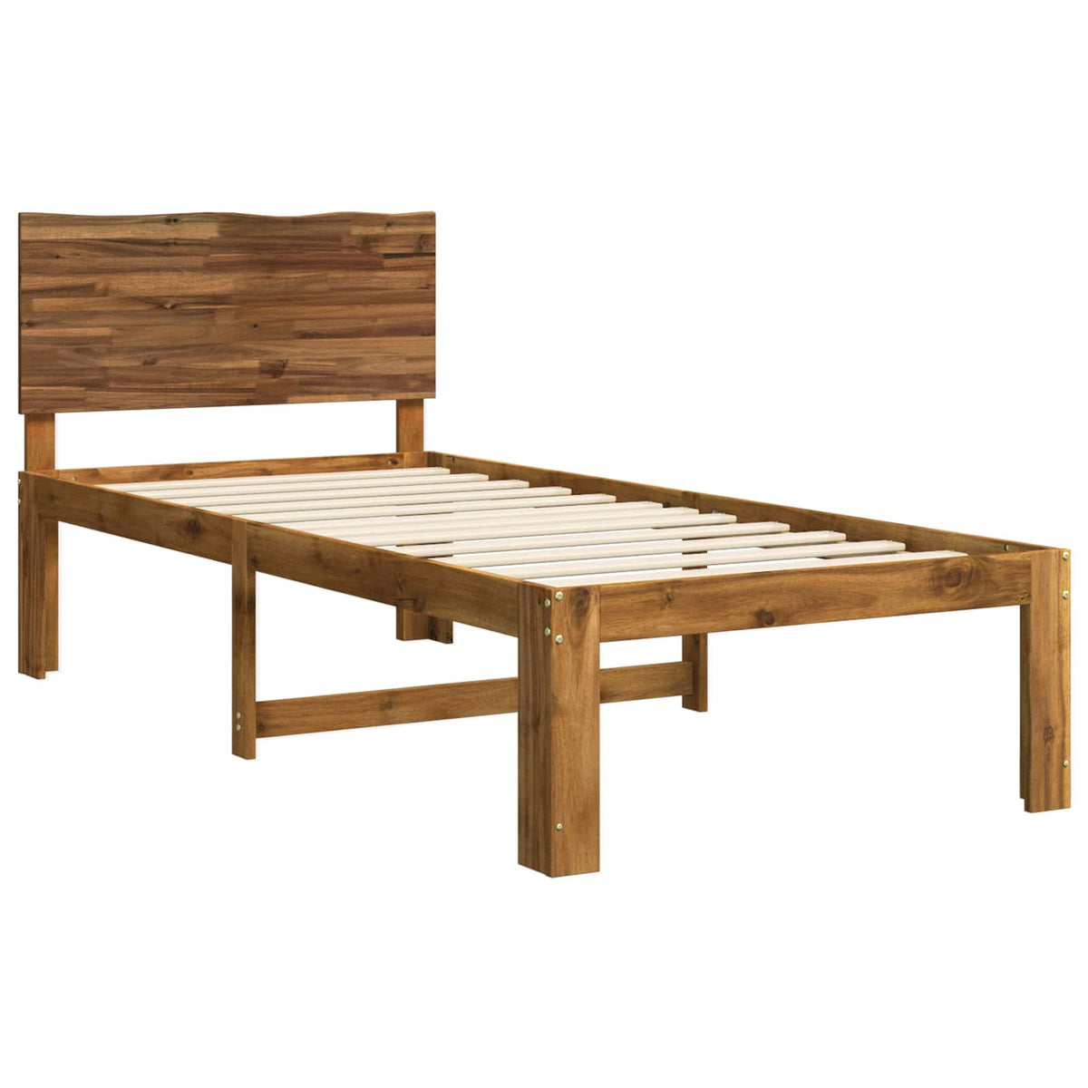 Double Bed Frame with Headboard ROSTOCK Length 190 cm Natural 90 cm