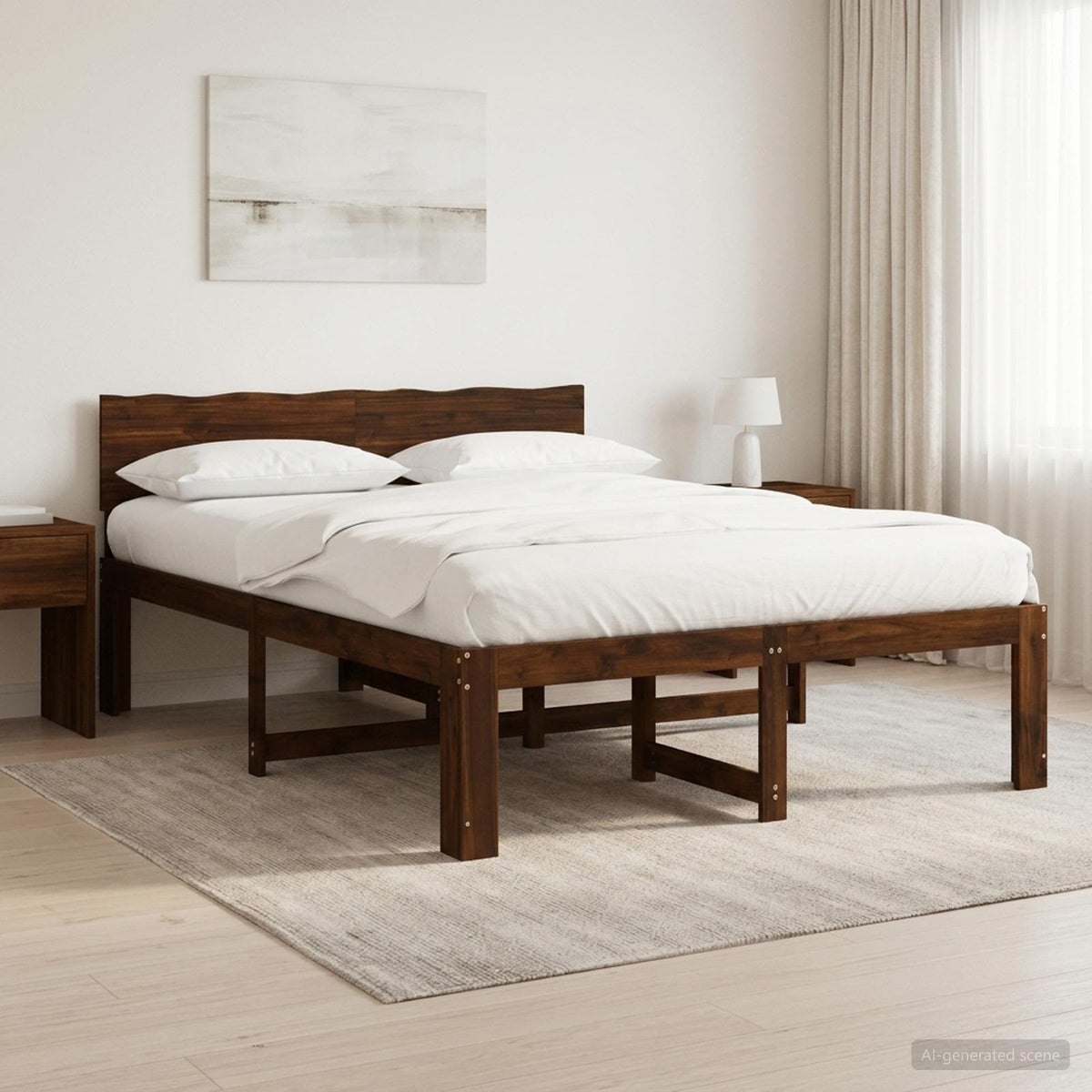 Double Bed Frame with Headboard ROSTOCK Length 190 cm Dark brown 120 cm
