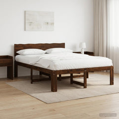 Double Bed Frame with Headboard ROSTOCK Length 190 cm Dark brown 135 cm