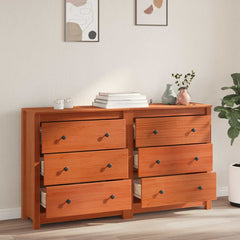 vidaXL Sideboard 2 pcs Wax Brown 140 x 35 x 80 cm Solid Pine Wood 4