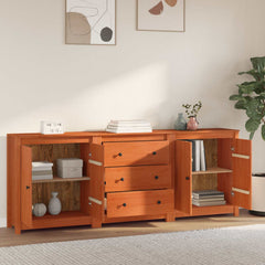 vidaXL Sideboard 3 pcs Wax Brown 210 x 35 x 80 cm Solid Pine Wood 4