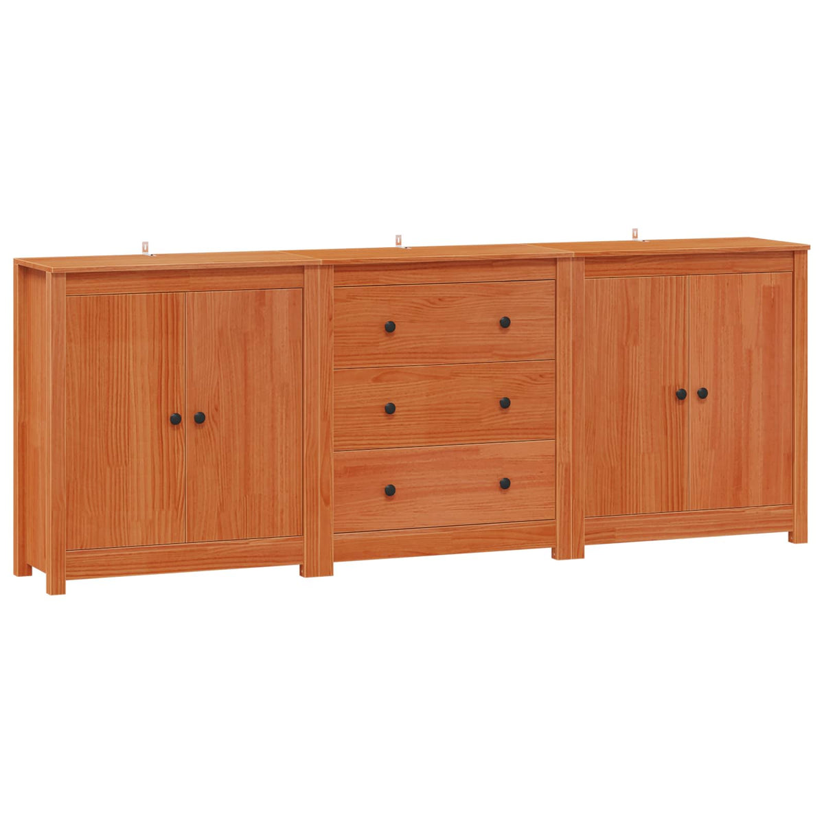 vidaXL Sideboard 3 pcs Wax Brown 210 x 35 x 80 cm Solid Pine Wood 2