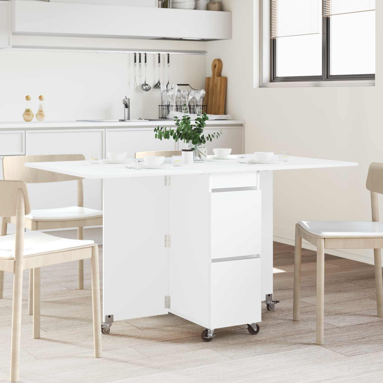 vidaXL Dinning Table 140 x 80 x 77 cm Engineered Wood White 1