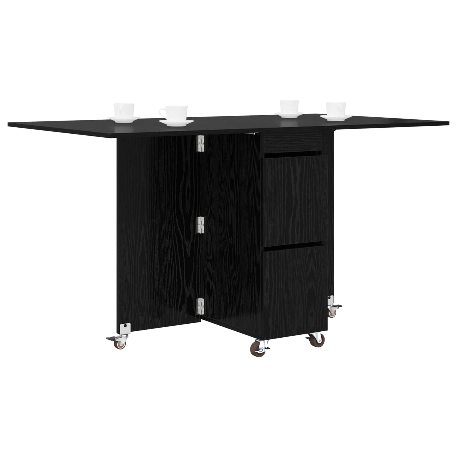 vidaXL Dinning Table 140 x 80 x 77 cm Engineered Wood Black Oak 3