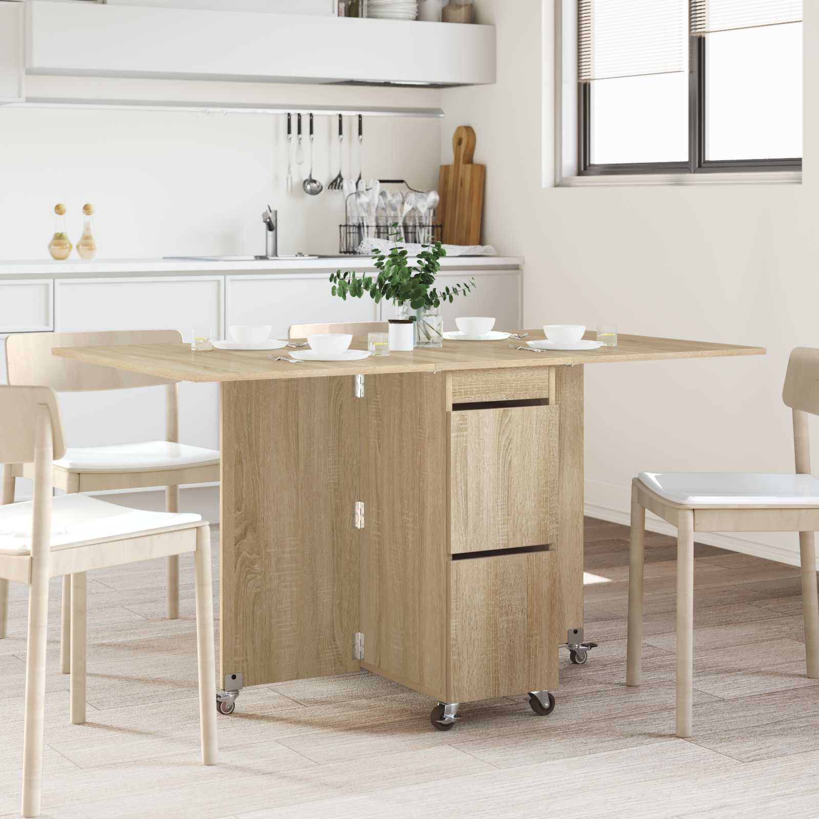 vidaXL Dinning Table 140 x 80 x 77 cm Engineered Wood Sonoma Oak 1