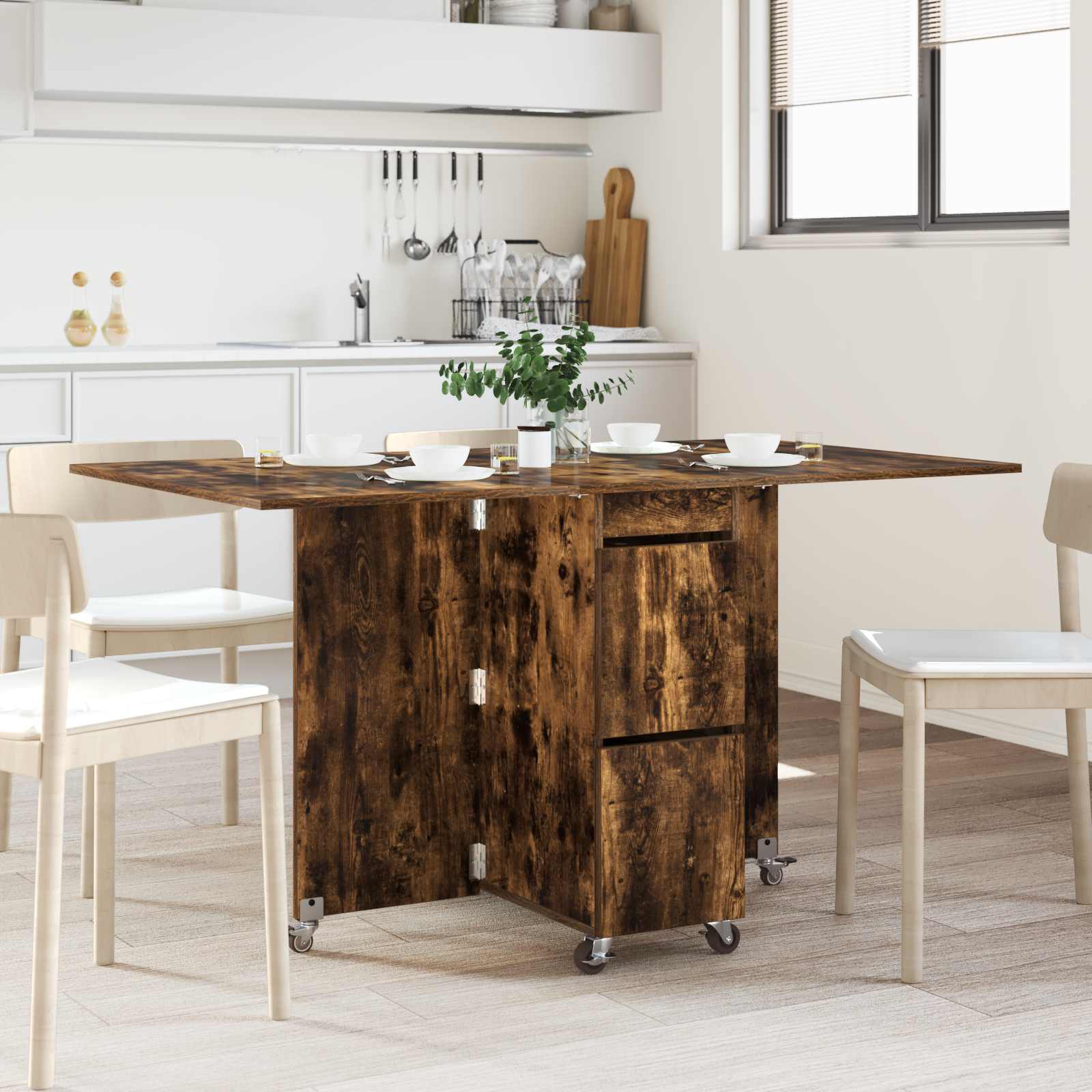 vidaXL Dinning Table 140 x 80 x 77 cm Engineered Wood Smoked Oak 1