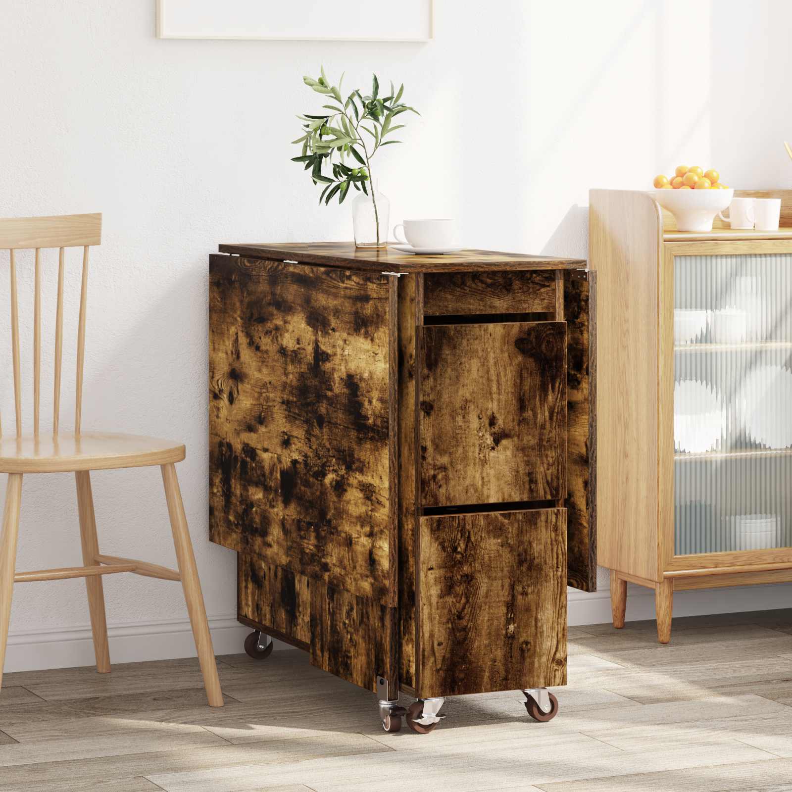 vidaXL Dinning Table 140 x 80 x 77 cm Engineered Wood Smoked Oak 4
