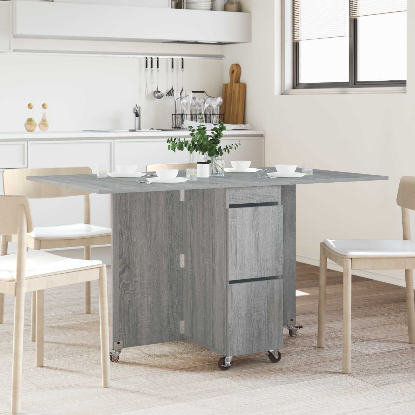 vidaXL Dinning Table 140 x 80 x 77 cm Engineered Wood Grey Sonoma 1