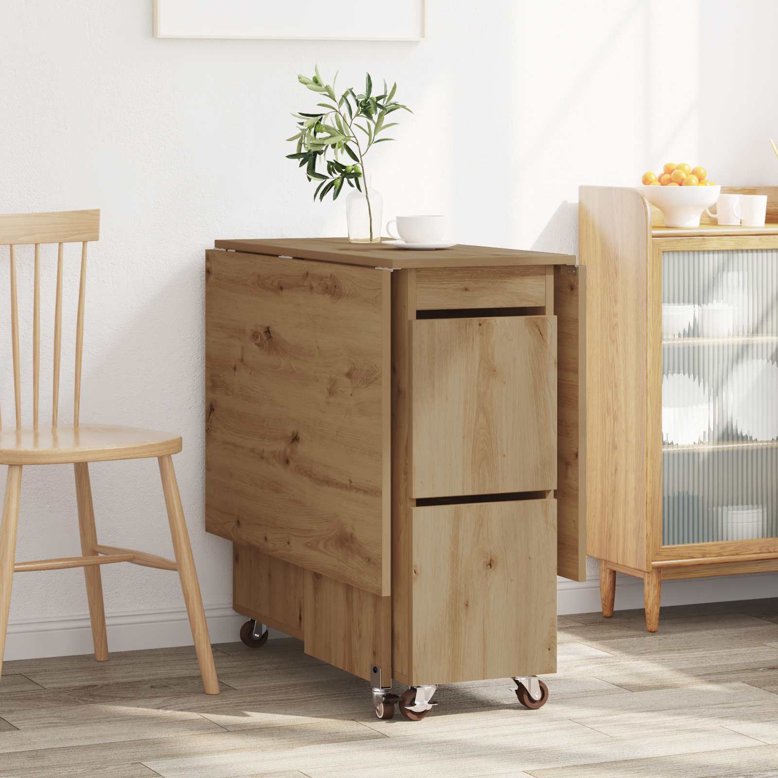 vidaXL Dinning Table 140 x 80 x 77 cm Engineered Wood Artisan Oak 4