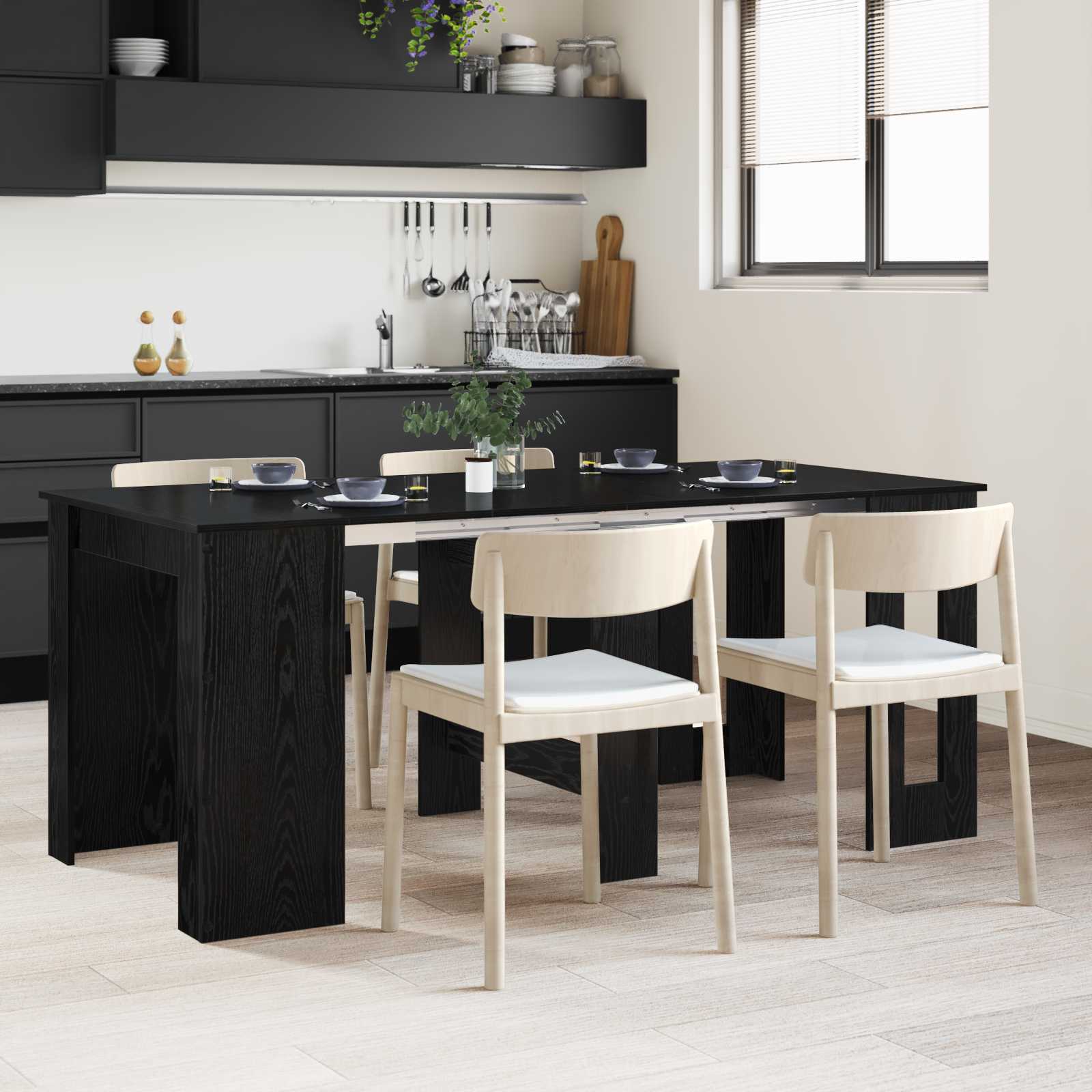 vidaXL Dinning Table 180 x 85 x 75 cm Engineered Wood Black Oak 1