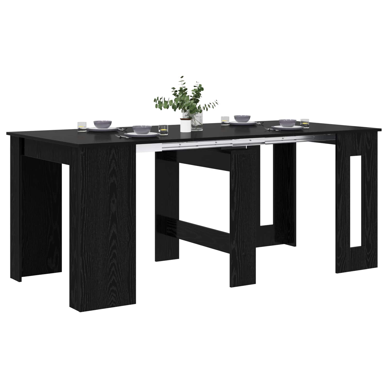 vidaXL Dinning Table 180 x 85 x 75 cm Engineered Wood Black Oak 3