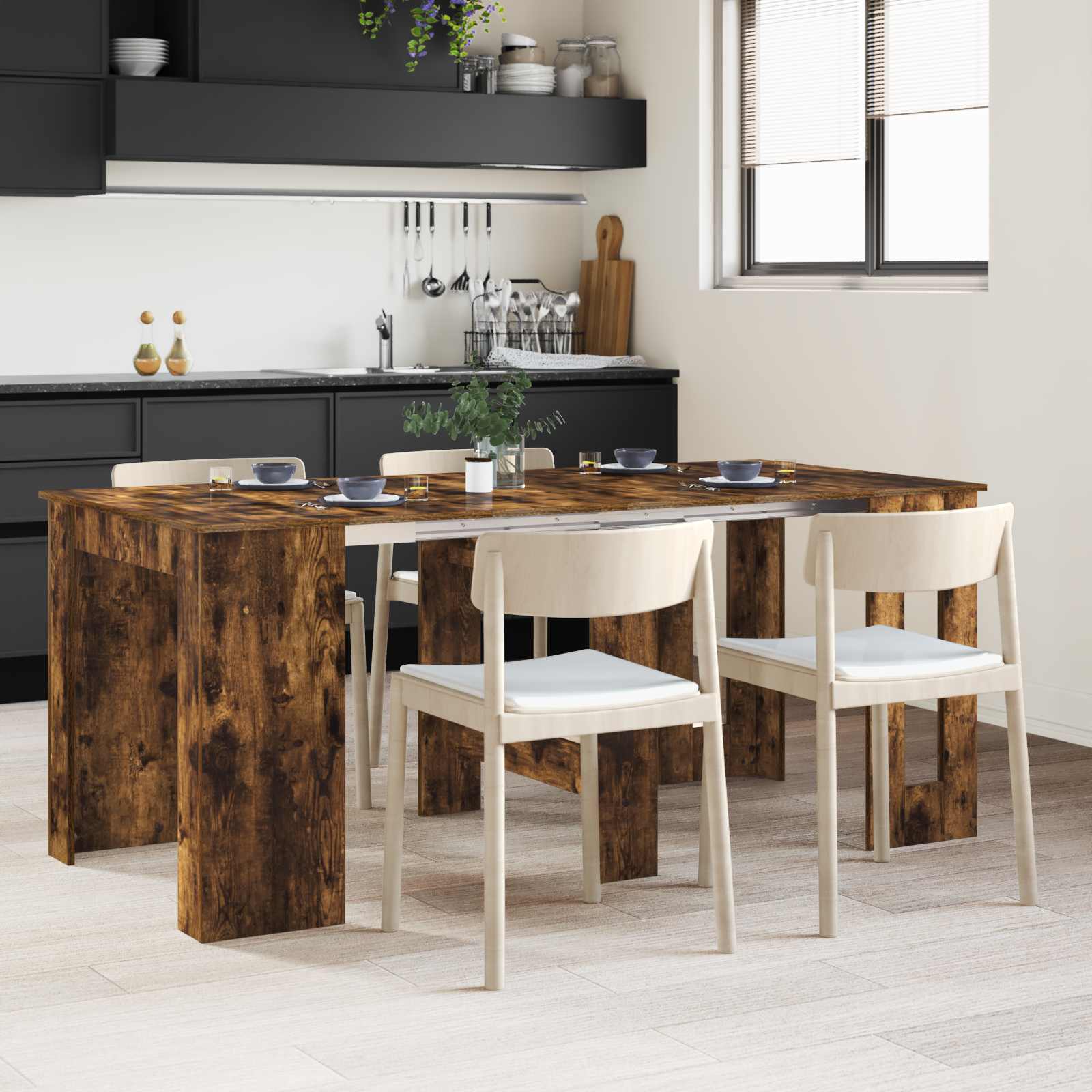 vidaXL Dinning Table 180 x 85 x 75 cm Engineered Wood Smoked Oak 1