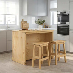 Kitchen Island Set 3 pcs 112 x 77 x 91.5 cm Honey wax