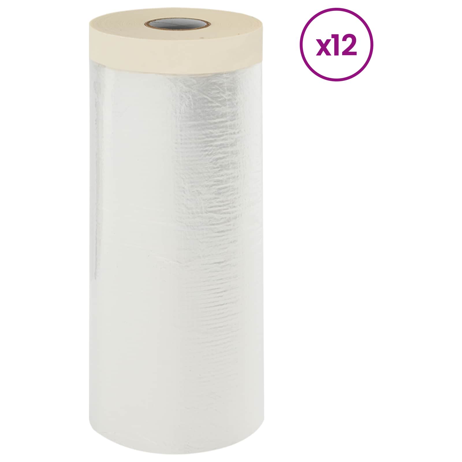 vidaXL Dust Sheet with Adhesive Tape 12 pcs Transparent 140 x 3300 cm 2