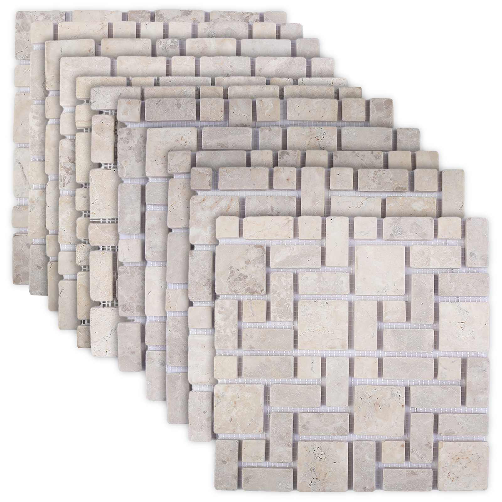 vidaXL Mosaic Tiles Cream 30 x 30 cm Marble 2
