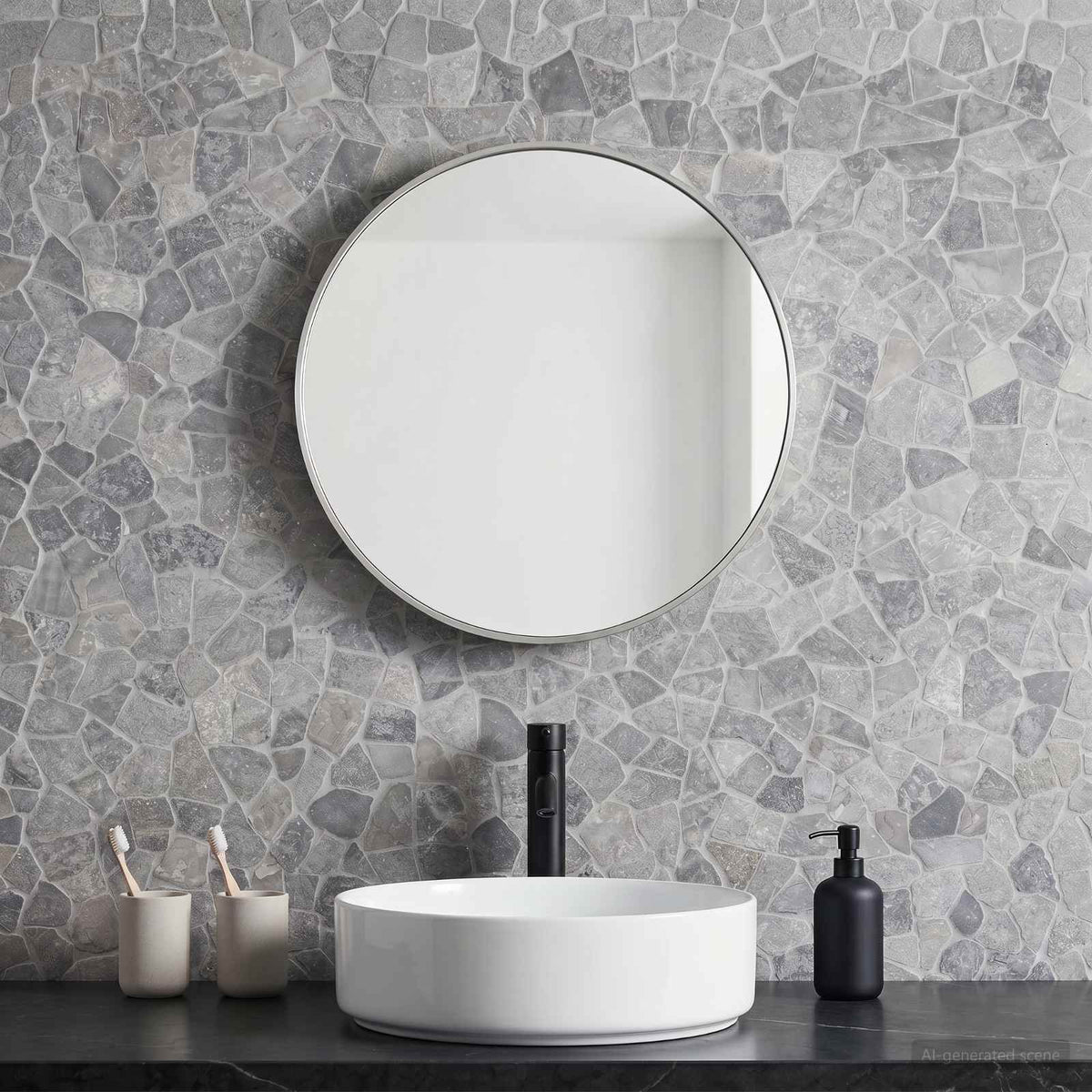 Mosaic Tiles 30 x 30 cm Marble Light grey