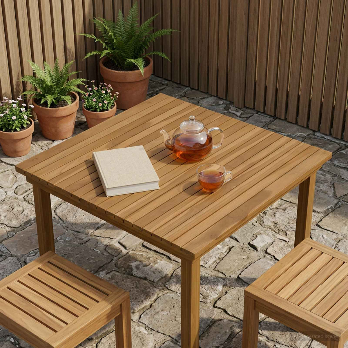 Table Top Ø 40 x 3.5 Round Solid Teak Wood Natural 80 x 80 cm
