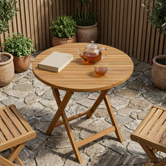 Table Top Ø 40 x 3.5 Round Solid Teak Wood Natural Ø 70 cm