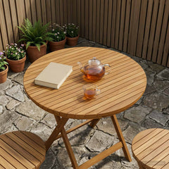 Table Top Ø 40 x 3.5 Round Solid Teak Wood Natural Ø 90 cm