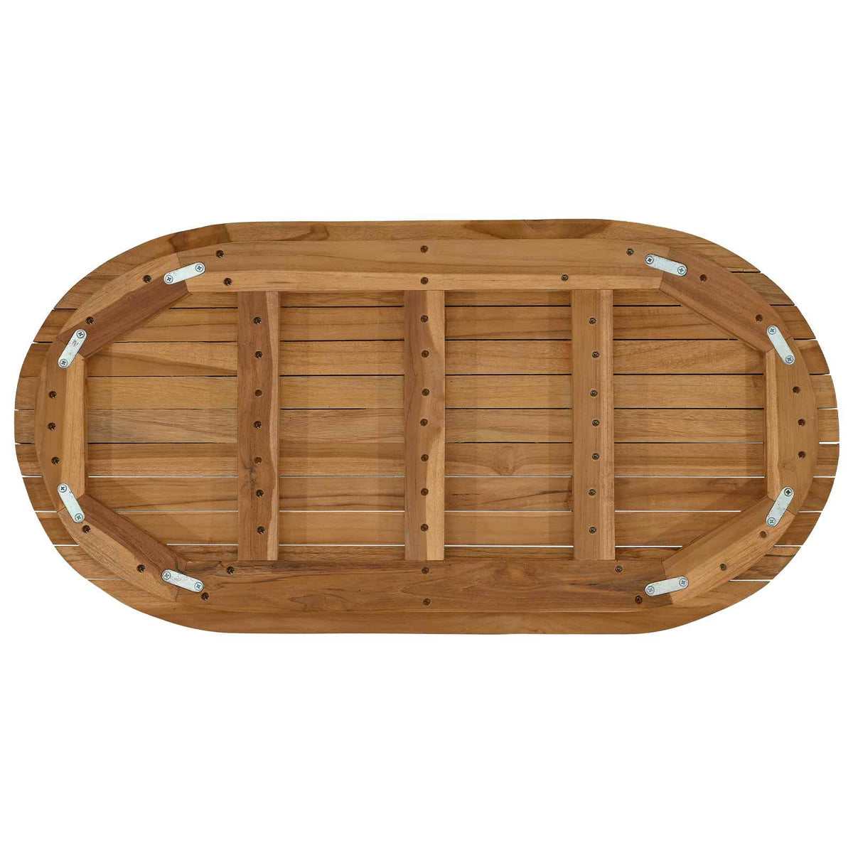 Table Top Oval Solid Teak Wood Natural, image 5