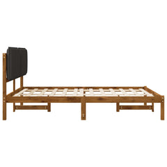 Bed Frame with Upholstered Headboard Length 200 cm Natural and Dark Grey 120 cm