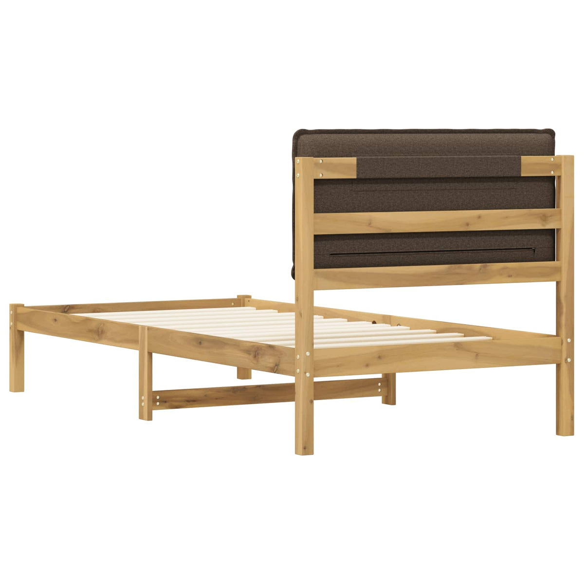 Bed Frame with Upholstered Headboard Length 200 cm Whitewash and Taupe 90 cm