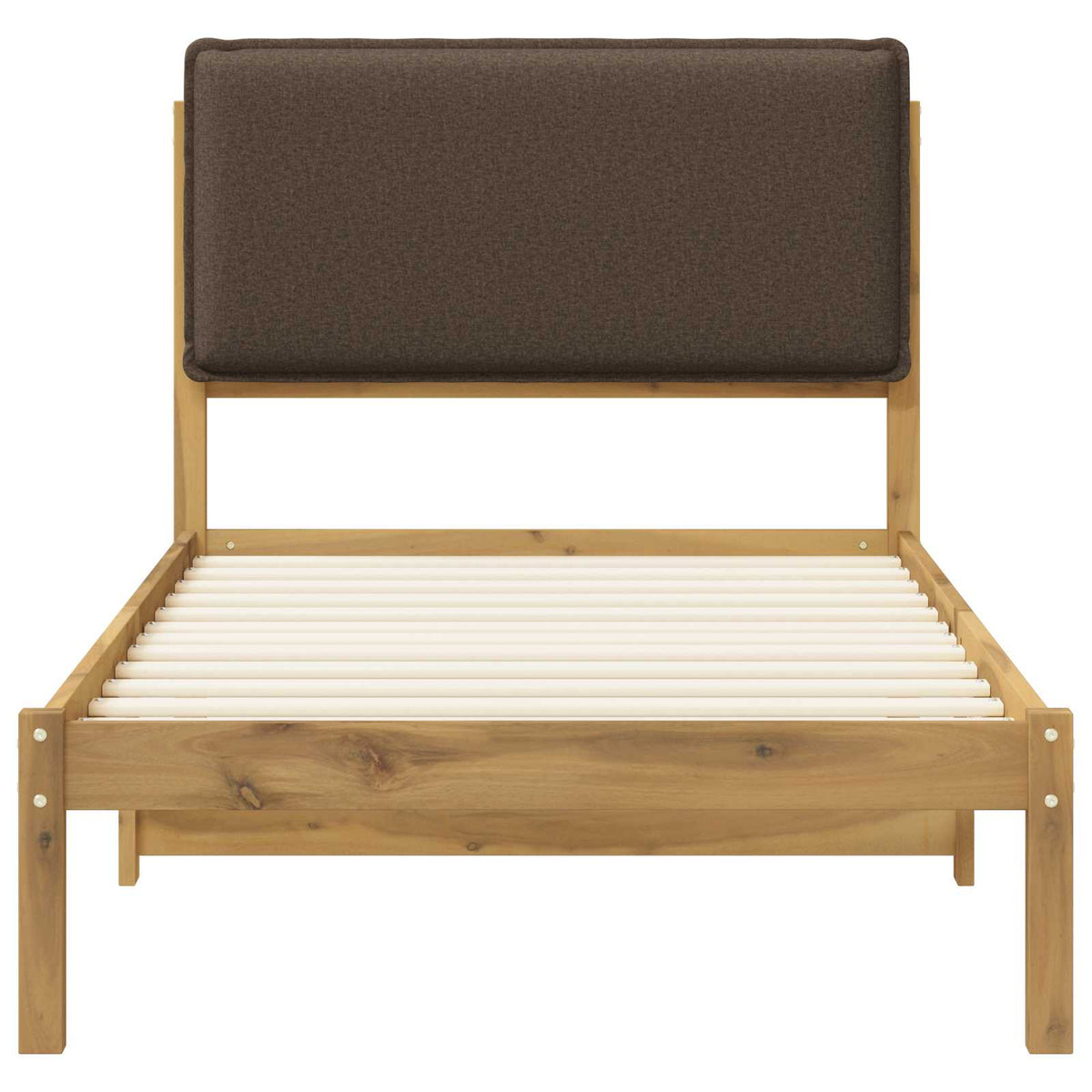 Bed Frame with Upholstered Headboard Length 200 cm Whitewash and Taupe 90 cm