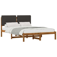 Bed Frame with Upholstered Headboard Length 200 cm Natural and Dark Grey 160 cm