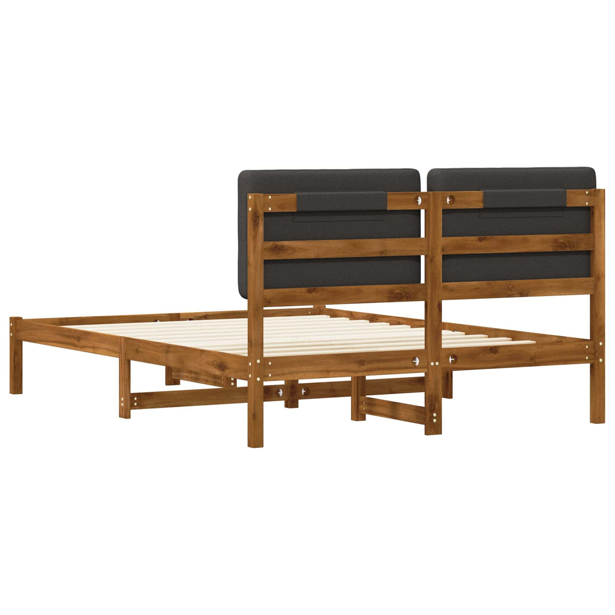 Bed Frame with Upholstered Headboard Length 200 cm Natural and Dark Grey 160 cm