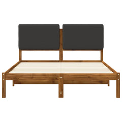 Bed Frame with Upholstered Headboard Length 200 cm Natural and Dark Grey 160 cm