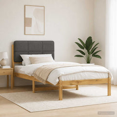 Bed Frame Upholstered Headboard Length Width Whitewash light grey