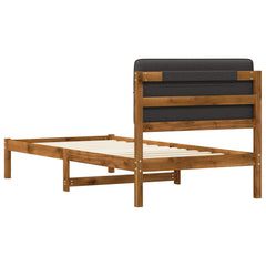 Bed Frame with Upholstered Headboard Length 200 cm Width 80 cm Natural and dark grey