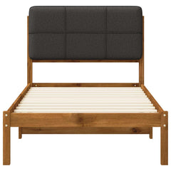 Bed Frame with Upholstered Headboard Length 200 cm Width 80 cm Natural and dark grey