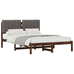 Bed Frame Upholstered Headboard Length Dark Brown Light Grey