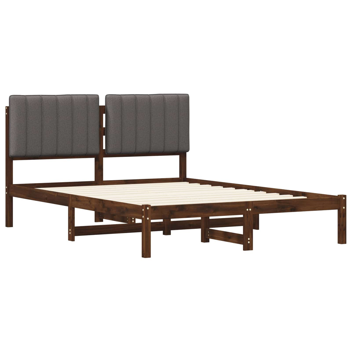 Bed Frame Upholstered Headboard Length Dark Brown Light Grey
