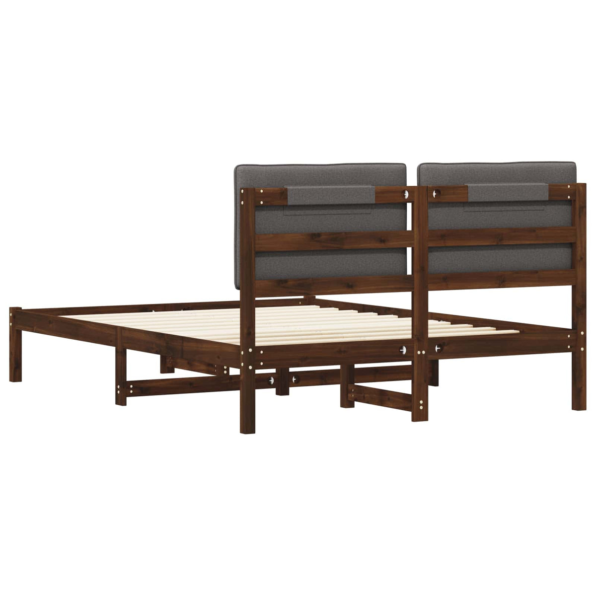 Bed Frame Upholstered Headboard Length Dark Brown Light Grey