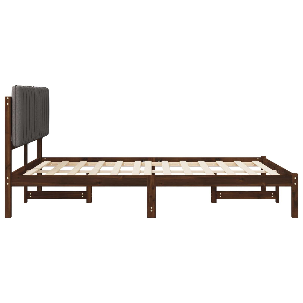 Bed Frame Upholstered Headboard Length Dark Brown Light Grey