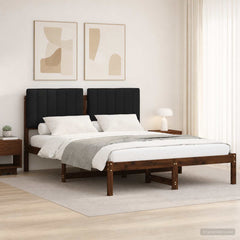 Bed Frame Upholstered Headboard Length Dark Brown Black