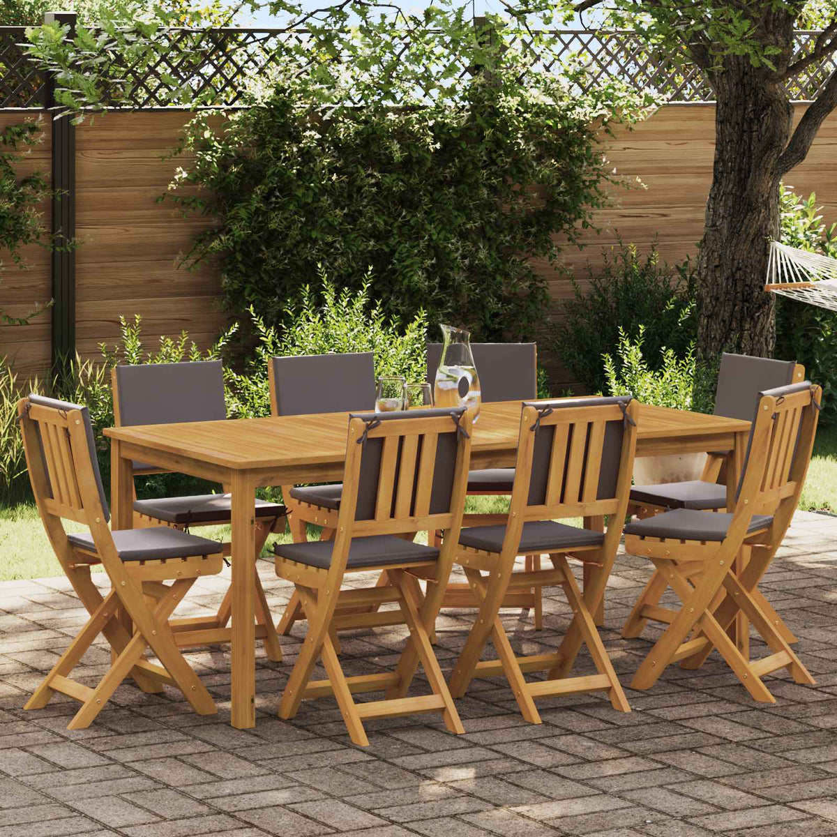 Garden Chair Solid Acacia Wood Natural and dark grey 8
