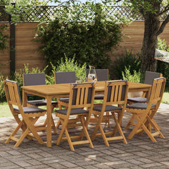 Garden Chair Solid Acacia Wood Natural and dark grey 8