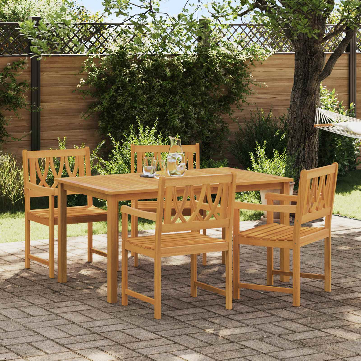 Garden Chairs Natural Solid Acacia Wood Curved X- crossed backrest 4